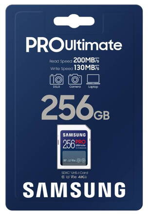 Samsung SDXC PRO Ultimate 256GB CLASS 10 UHS-I U3 V30 200/130 MB/s 