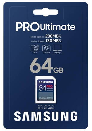 Samsung SDXC PRO Ultimate 64GB CLASS 10 UHS-I U3 V30 200/130 MB/s 