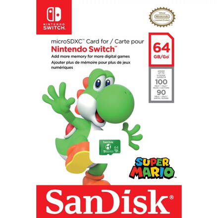 SanDisk Nintendo Switch 64GB microSDXC pamäťová karta 100/90MB/s A1 C10 V30 UHS-1 U3