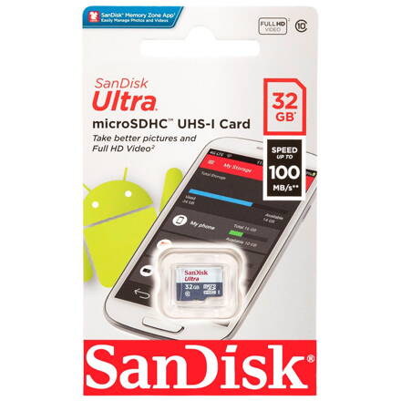 SANDISK Ultra 32GB microSDHC pamäťová krta 100MB/s Class 10 UHS-I