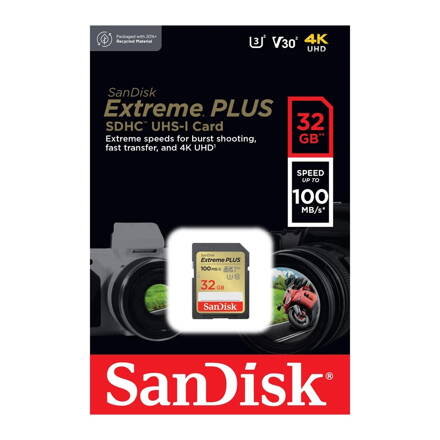 SanDisk Extreme PLUS 32GB SDHC pamäťová karta class 10  UHS-I U3 V30 100/60 MB/s 