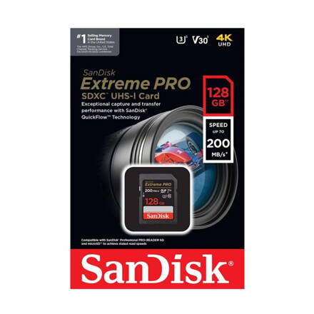 SanDisk Extreme PRO 128GB SDXC pamäťová karta class 10  UHS-I U3 V30 200/90 MB/s 