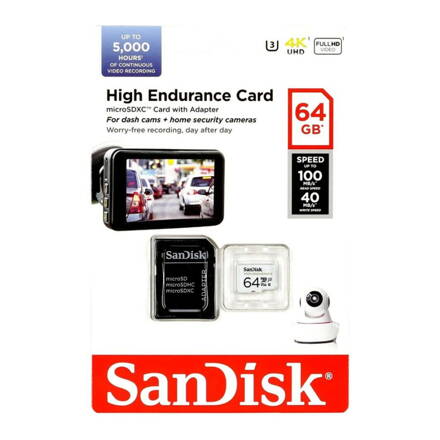 SanDisk High Endurance 64GB microSDXC pamäťová karta 100/40 MB/s, C10 U3 V30 + adaptér