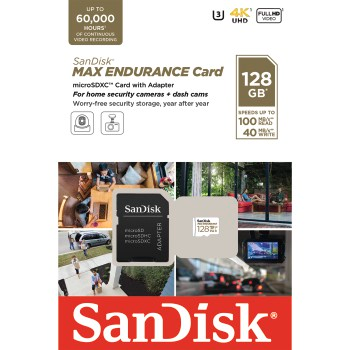 SanDisk MAX ENDURANCE 128GB microSDXC pamäťová karta 100/40 MB/s, UHS-I U3 (V30) 
