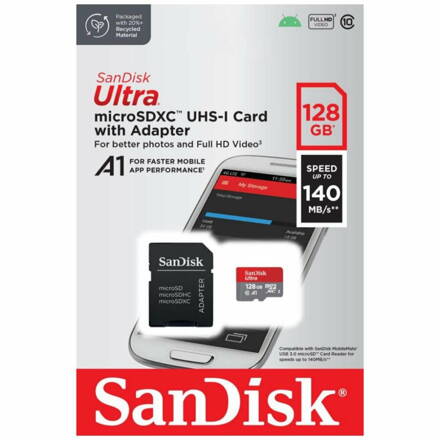 SanDisk Ultra microSDXC 128GB 140MB/s + adaptér