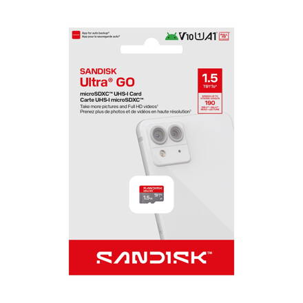 SanDisk microSDXC Ultra GO 1,5TB (UHS-I, V10, U1, C10, A1, 190 MB/s, Full Video HD)