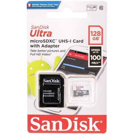 SANDISK Ultra 128GB microSDXC 100MB/s Class 10 UHS-I + adapter
