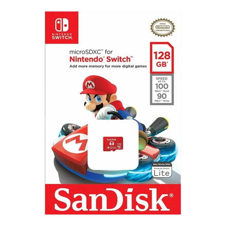SanDisk Nintendo Switch 128GB microSDXC memóriakártya 100R/90MB/s A1 C10 V30 UHS-1 U3
