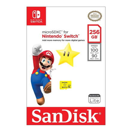 SanDisk Nintendo Switch 256GB microSDXC memóriakártya 100R/90MB/s A1 C10 V30 UHS-1 U3