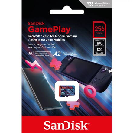 SANDISK GamePlay 256GB micro SDXC pamäťová karta 190/130 MB/s  A2 C10 V30 UHS-I U3