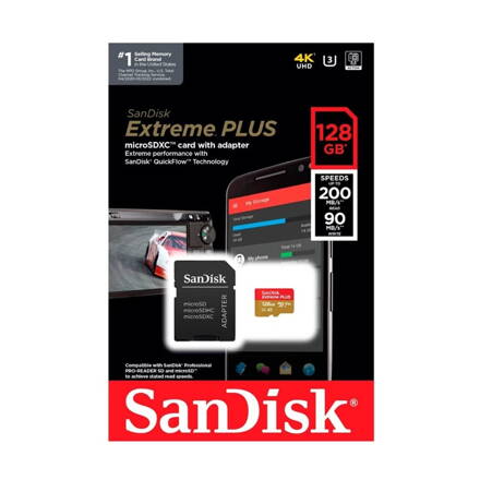SanDisk Extreme Plus 128GB microSDXC pamäťová karta 200/90 MB/s A2 C10 V30 UHS-I U3 + adaptér