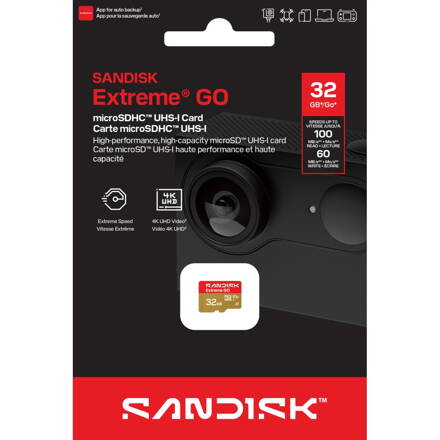 SanDisk Extreme GO microSDHC 32GB (UHS-I, 100MB/s / W60MB/s, 5K)