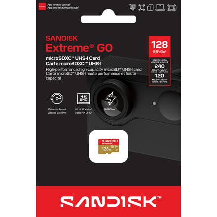 SanDisk Extreme GO microSDXC 128GB (UHS-I, 240MB/s / W120MB/s, 5K)