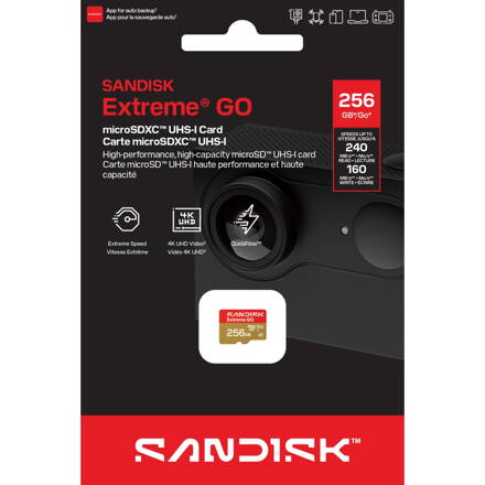 SanDisk Extreme GO microSDXC 256GB (UHS-I, 240MB/s / W160MB/s, 5K)
