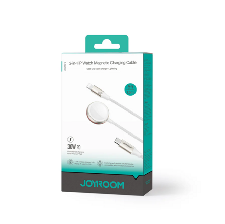  Joyroom 2 v 1 bezdrôtová nabíjačka pre Apple Watch 1,5 m biela (S-IW012)