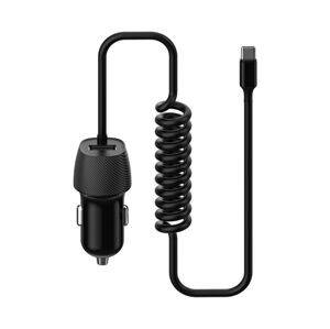 PLATINET Nabíjačka do auta s USB portom a špirálovým káblom USB Type-C 15W [45483]