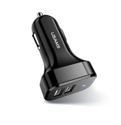 USAMS C13 autonabíjačka  2xUSB čierna 