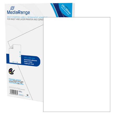 Mediarange Multi-purpose labels 210x297mm White