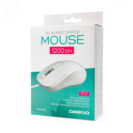 Omega OM441W myš káblová 3D, 1200 DPI, USB, 1,5 m, bielá