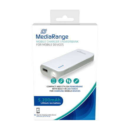 MediaRange Powerbank 5200 mAh with LED torch 