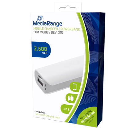 MediaRange Power Bank 2600 mAh white/grey