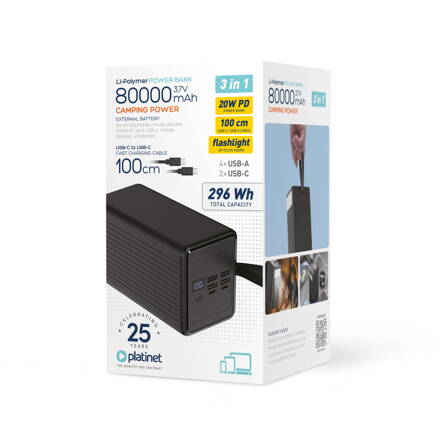 Platinet 3v1 power bank 80000 mAh 