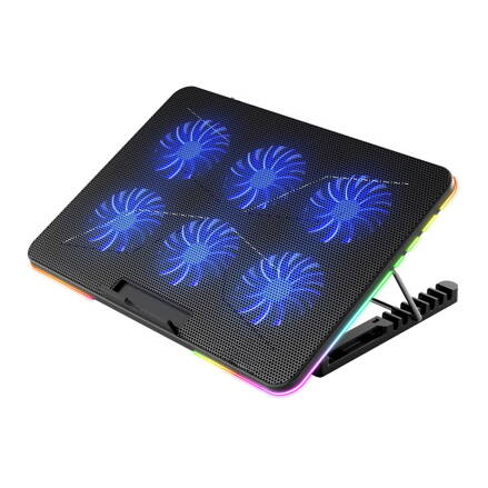 VARR GAMING COOLER PAD LED BREATHING 6 FANS BLACK