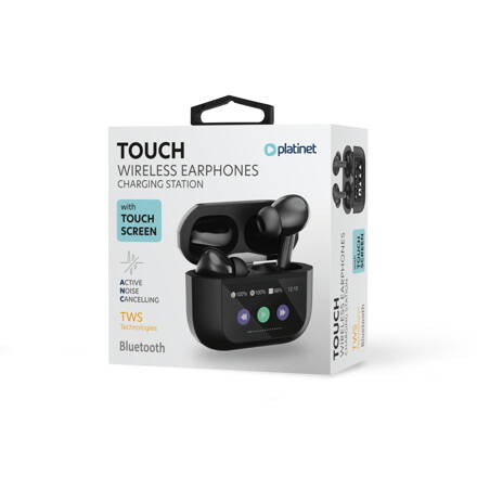 PLATINET bezdrôtové slúchadlá s dotykovým displejom bluetooth 5.4 ANC 300 mAh čierne