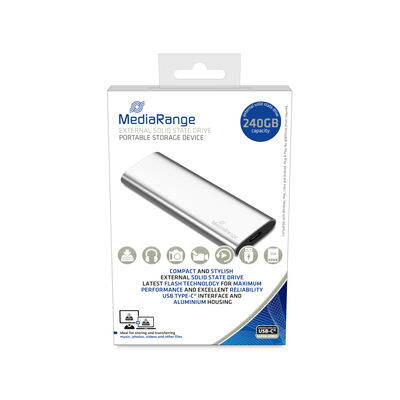 MediaRange External USB Type-C® solid state drive, 240GB, silver