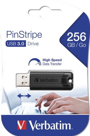 Verbatim USB 256GB Pinstripe Black 3.0