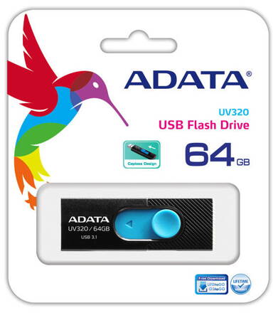 Adata Flash Drive UV320, 64GB, USB 3.1 black-blue