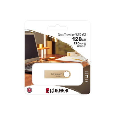 Kingston SE9 G3 USB kľúč 128GB zlatý 220/100 MB/s DTSE9G3/128GB