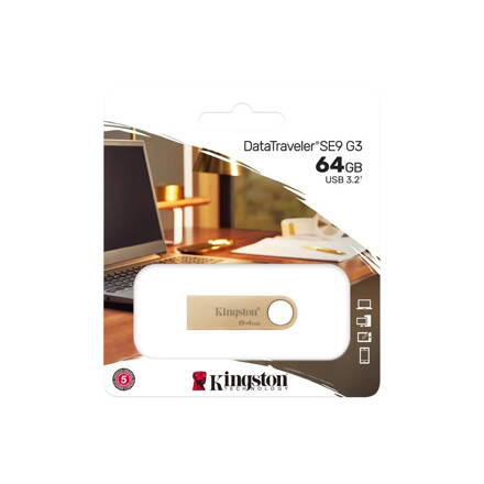 Kingston SE9 G3 USB kľúč 64GB zlatý 220/100 MB/s DTSE9G3/64GB