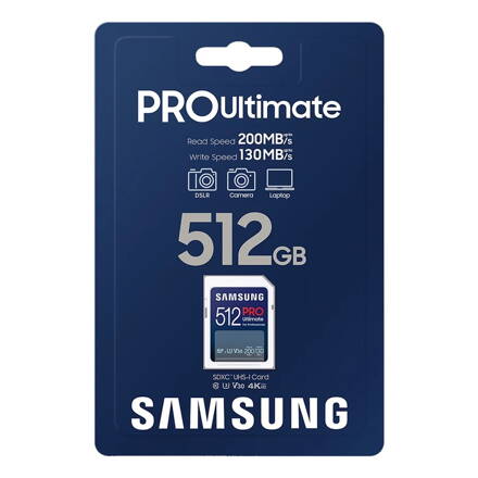Samsung SDXC PRO Ultimate 512GB CLASS 10 UHS-I U3 V30 200/130 MB/s 