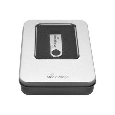 Hliníkový úložný box MediaRange pre USB flash disky, 115 x 85 x 22mm, strieborný