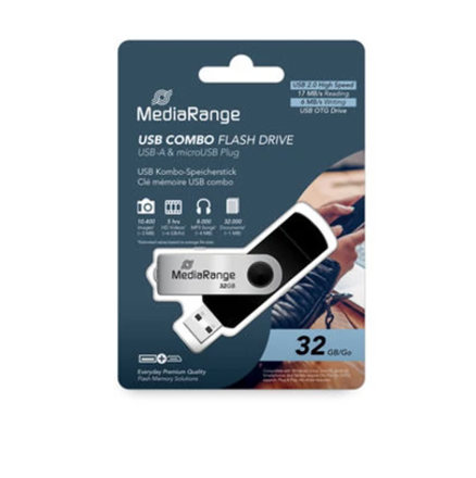 MediaRange combo USB pendrive 32GB USB 2.0 + micro USB (OTG)