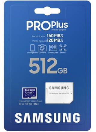 SAMSUNG MicroSDXC memóriakártya 512GB PRO Plus/SD (MB-MD512KA/EU)