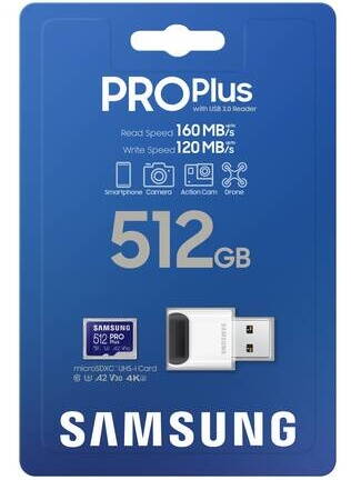 Samsung MicroSDXC pamäťová karta 512 GB PRO Plus + USB adaptér