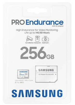 SAMSUNG PRO Endurance microSDXC memóriakártya 256GB 100 MB/s (SD adaptér)