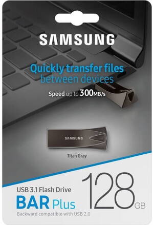 SAMSUNG BAR PLUS USB pendrive 128GB USB 3.1 Titan Gray 300MB/s