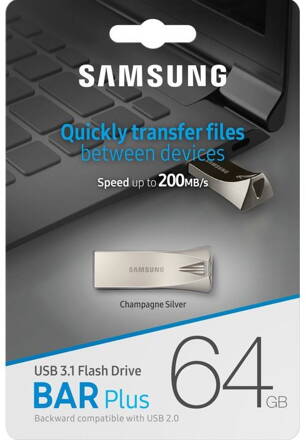 SAMSUNG BAR PLUS USB pendrive 64GB USB 3.1 Champagne Silver 200MB/s