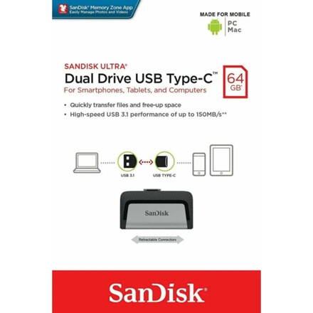 Sandisk USB 64GB Ultra Dual Type-C, 3.1
